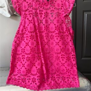 J. Crew Bright Pink Eyelet Ladies Top